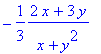 -1/3*(2*x+3*y)/(x+y^2)